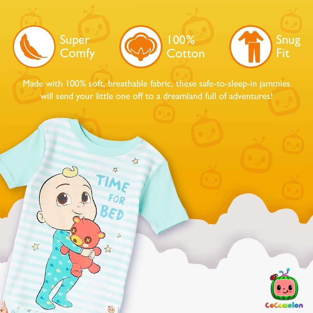 imageCoComelon Boys 4Piece Snugfit Cotton Pajama Set Soft ampamp Cute for KidsTime for Bed