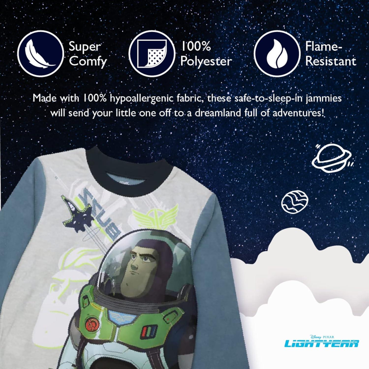 imageDisney Boys 2Piece Loosefit Pajama Set Soft ampamp Cute for KidsBuzz Space