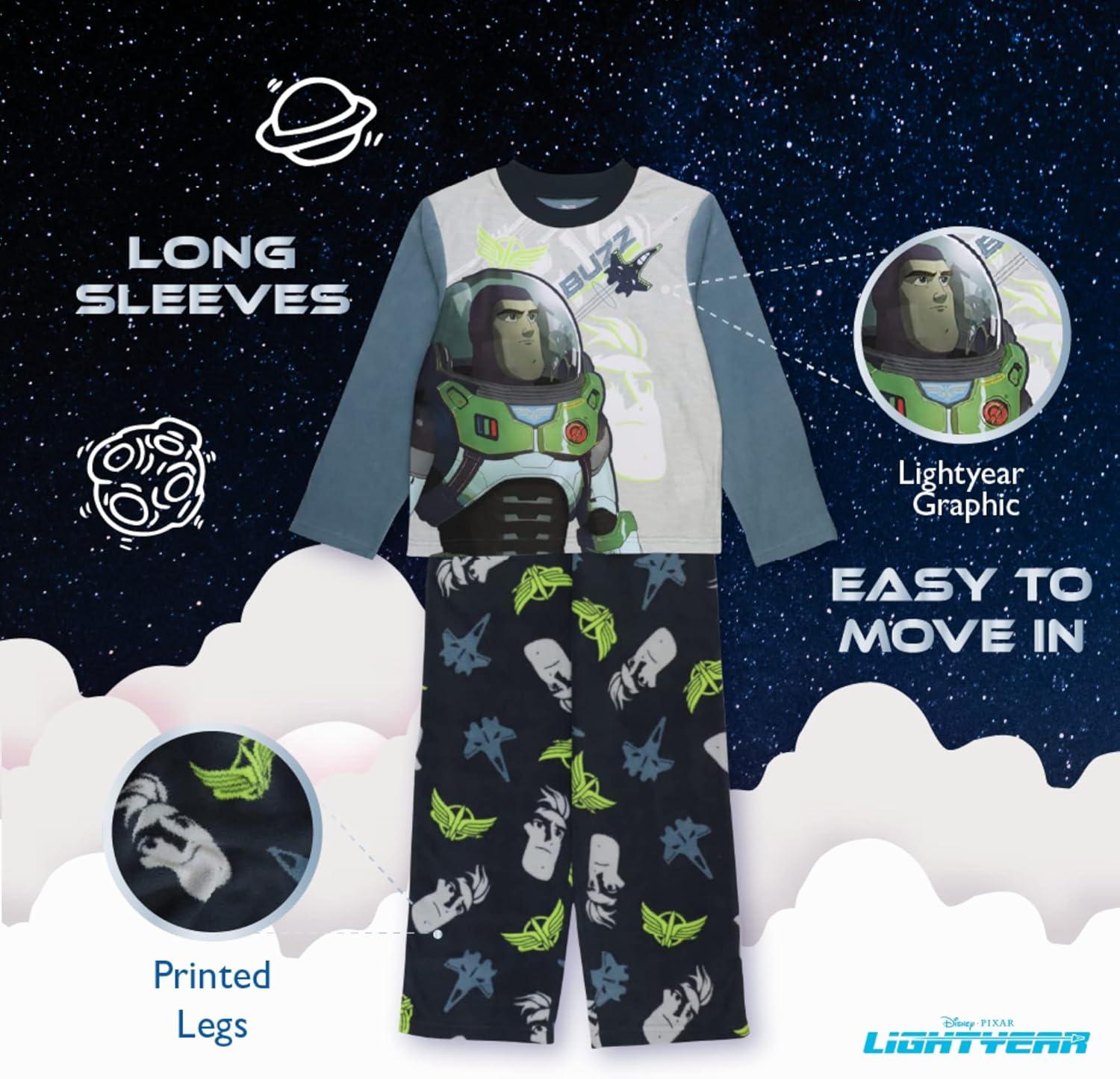 imageDisney Boys 2Piece Loosefit Pajama Set Soft ampamp Cute for KidsBuzz Space