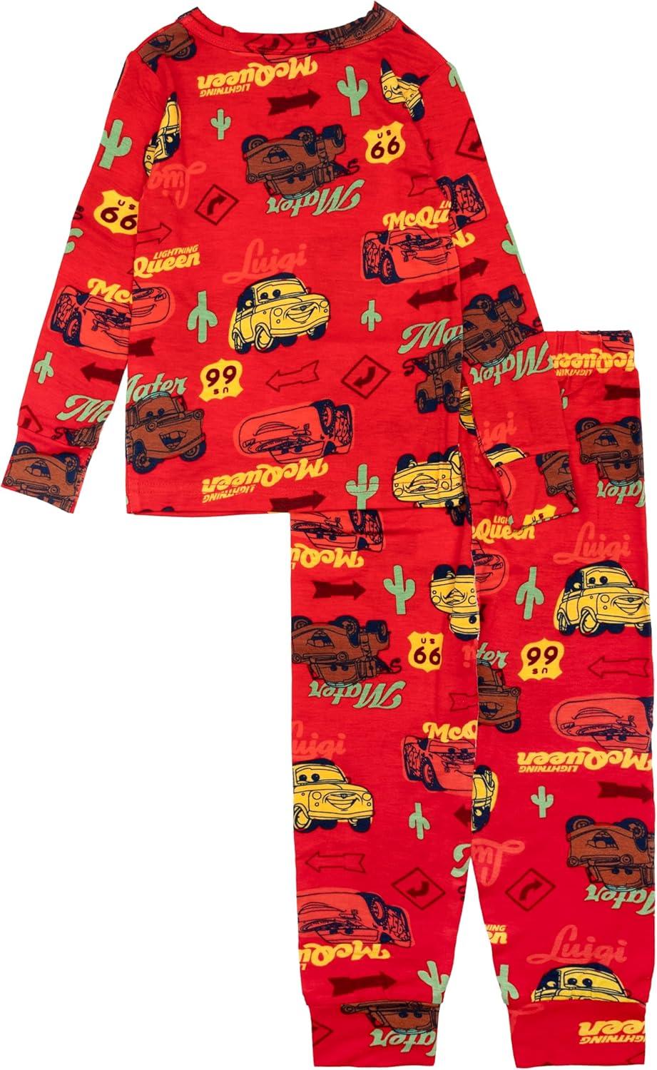 imageDisney Boys 2Piece Snugfit Viscose Pajama Set Soft ampamp Cute for KidsMcqueen Fun
