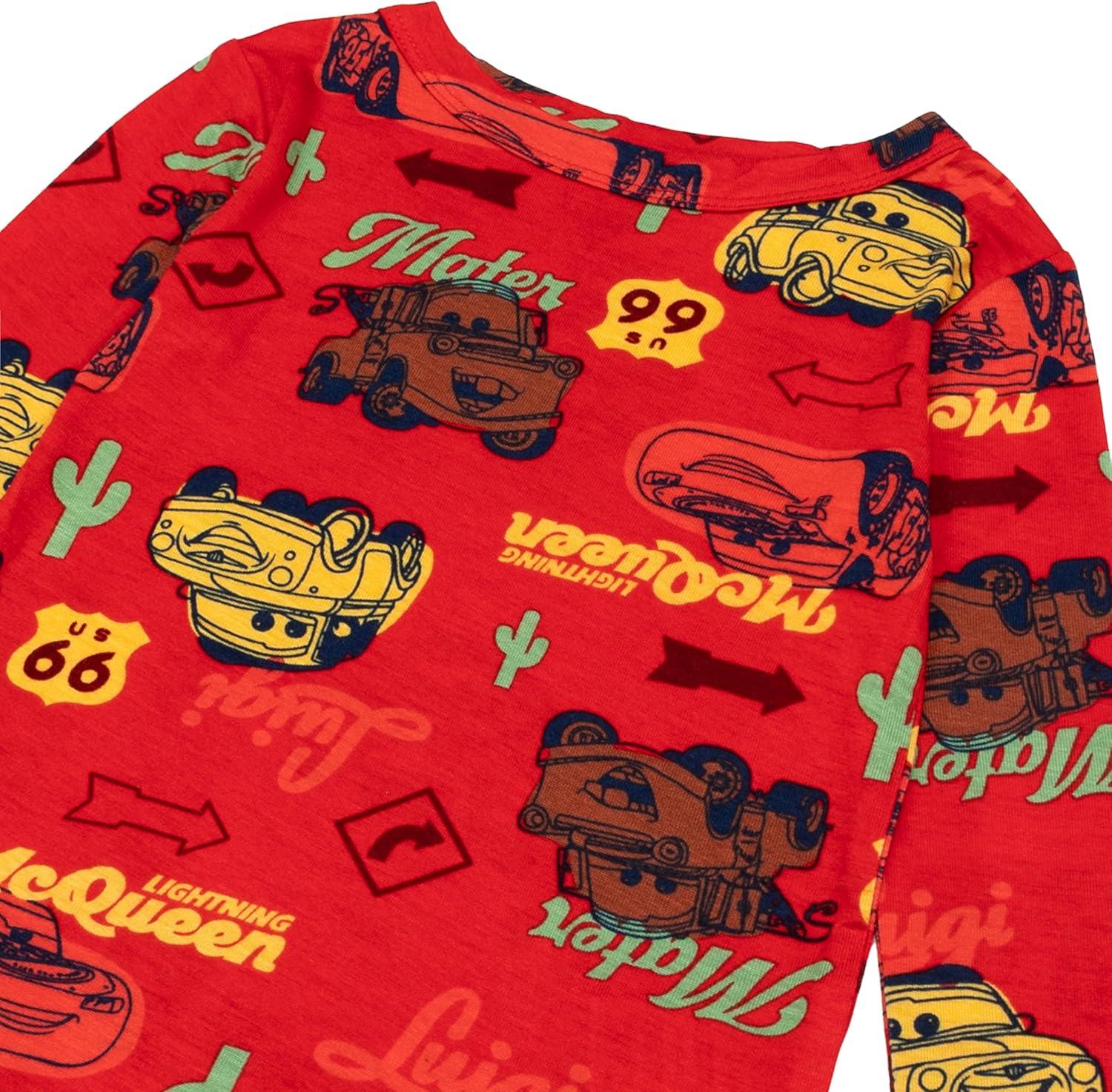 imageDisney Boys 2Piece Snugfit Viscose Pajama Set Soft ampamp Cute for KidsMcqueen Fun