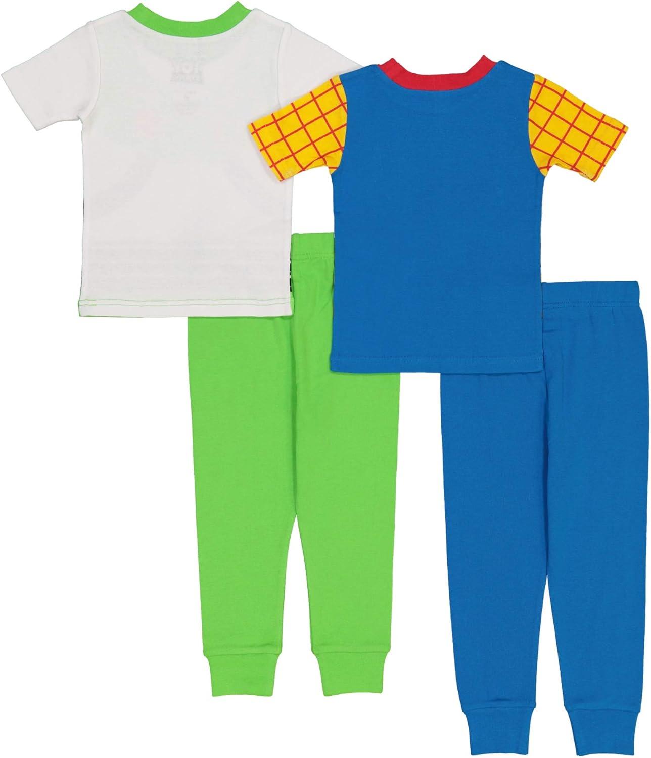 imageDisney Boys 4Piece Snugfit Cotton Pajama Set Soft ampamp Cute for KidsBuzz and Woody
