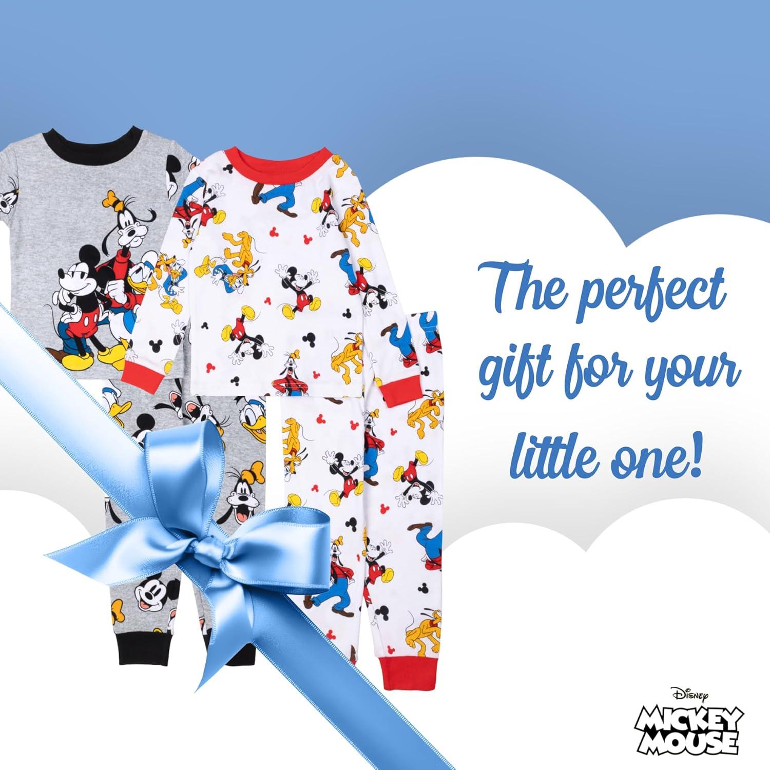 imageDisney Boys 4Piece Snugfit Cotton Pajama Set Soft ampamp Cute for KidsMickey  Friends Fun
