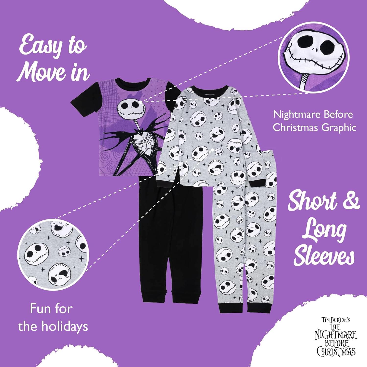 imageDisney Boys 4Piece Snugfit Cotton Pajama Set Soft ampamp Cute for KidsNbc Fun Stars