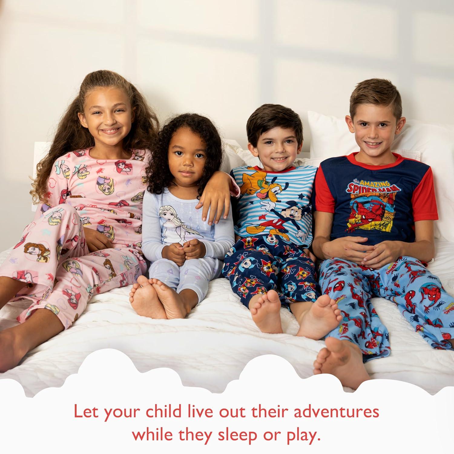 imageDisney Boys 4Piece Snugfit Cotton Pajama Set Soft ampamp Cute for KidsPixar Mashup
