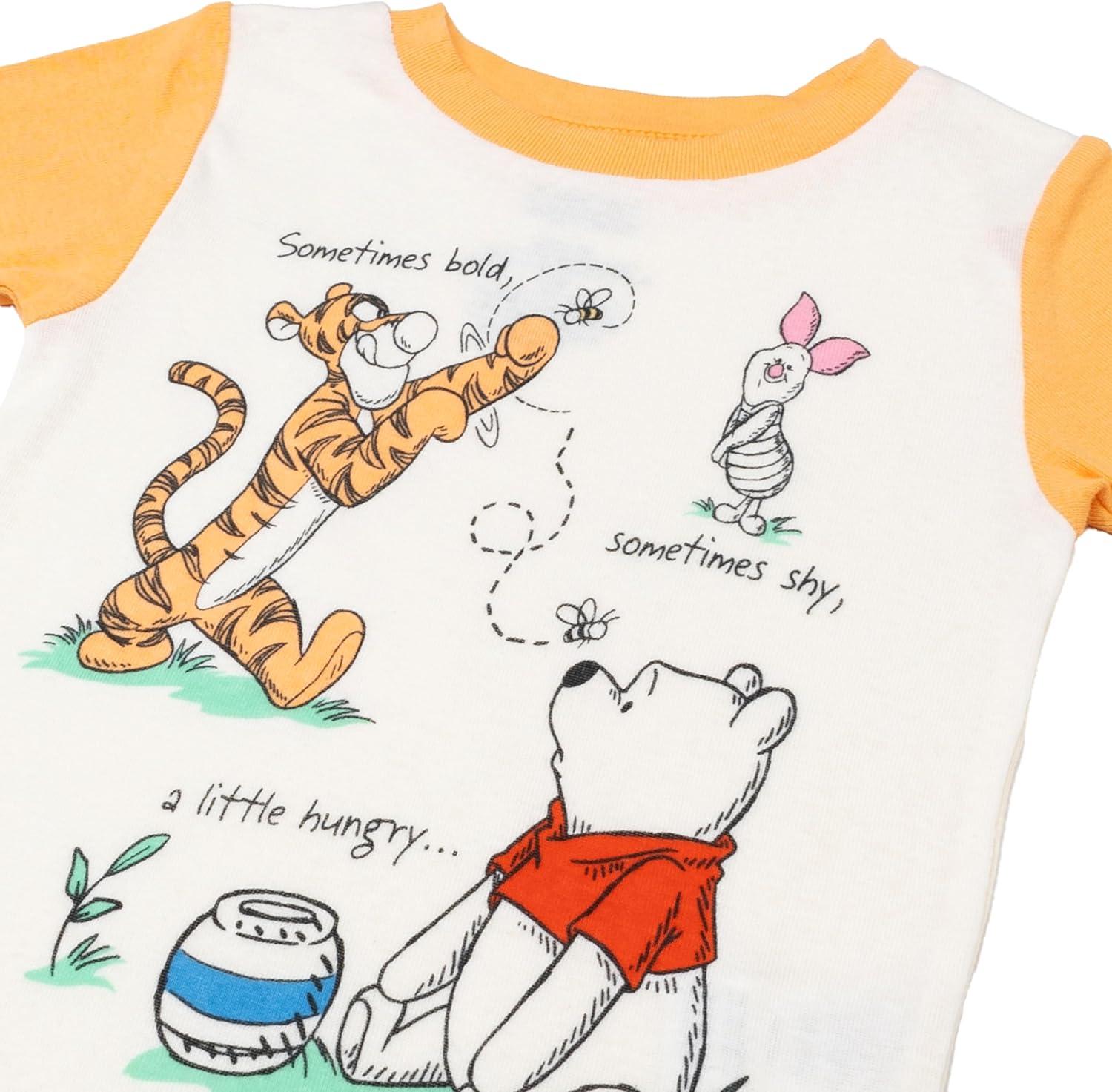 imageDisney Boys 4Piece Snugfit Cotton Pajama Set Soft ampamp Cute for KidsWinnie and Friends