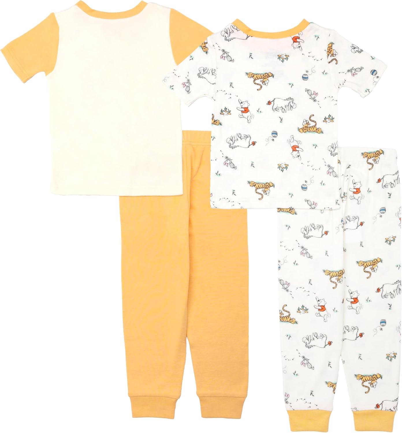 imageDisney Boys 4Piece Snugfit Cotton Pajama Set Soft ampamp Cute for KidsWinnie and Friends