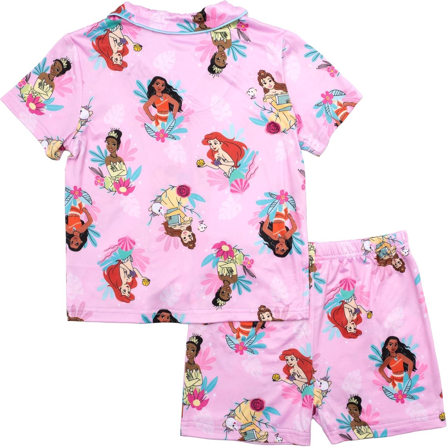 imageDisney Girls 2Piece Loosefit Button Down Pajama Set Soft ampamp Cute for KidsRoyal Vacation