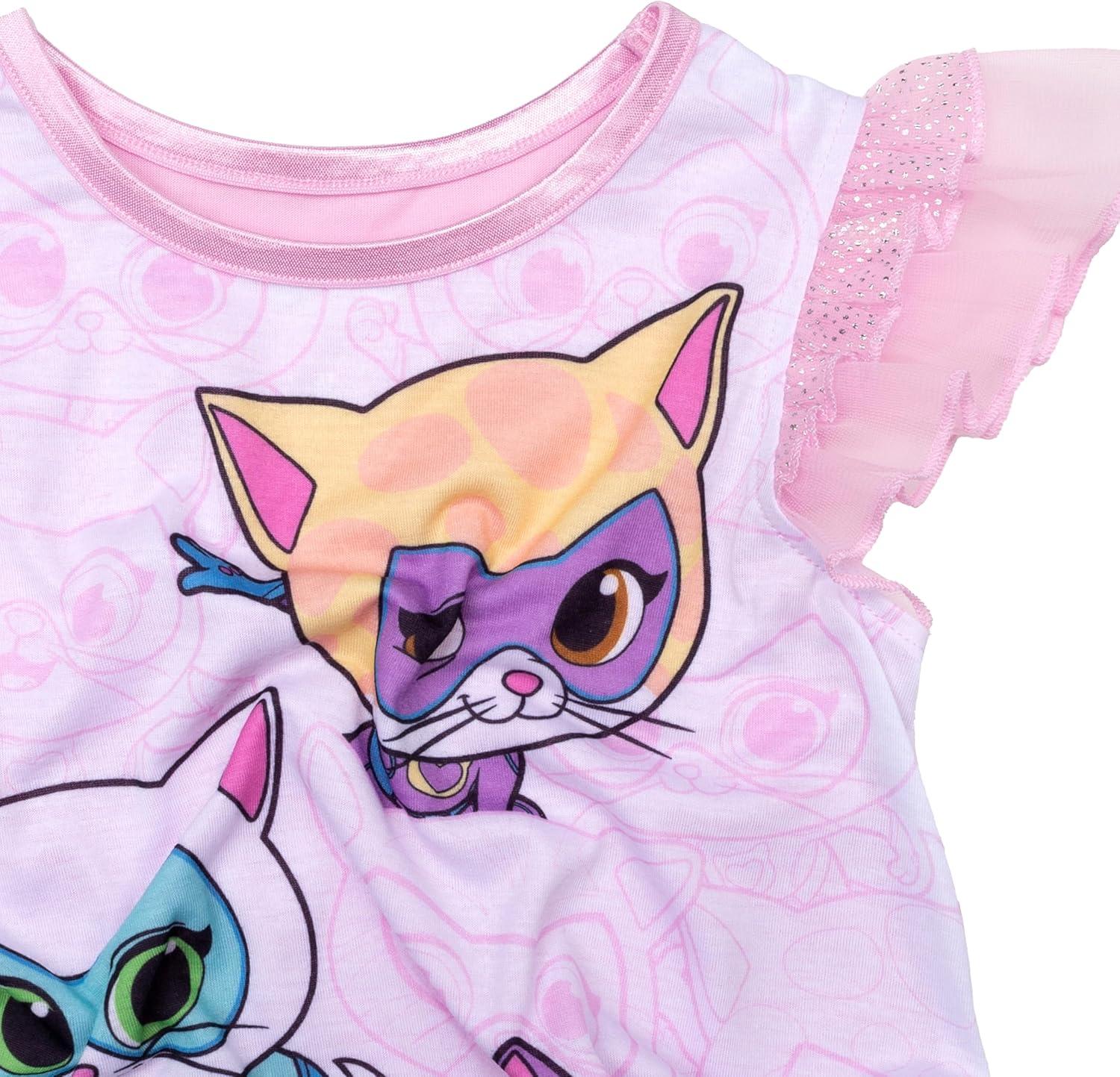 imageDisney Girls Nightgown Soft ampamp Cute Pajamas for KidsSuper Kitties Fun