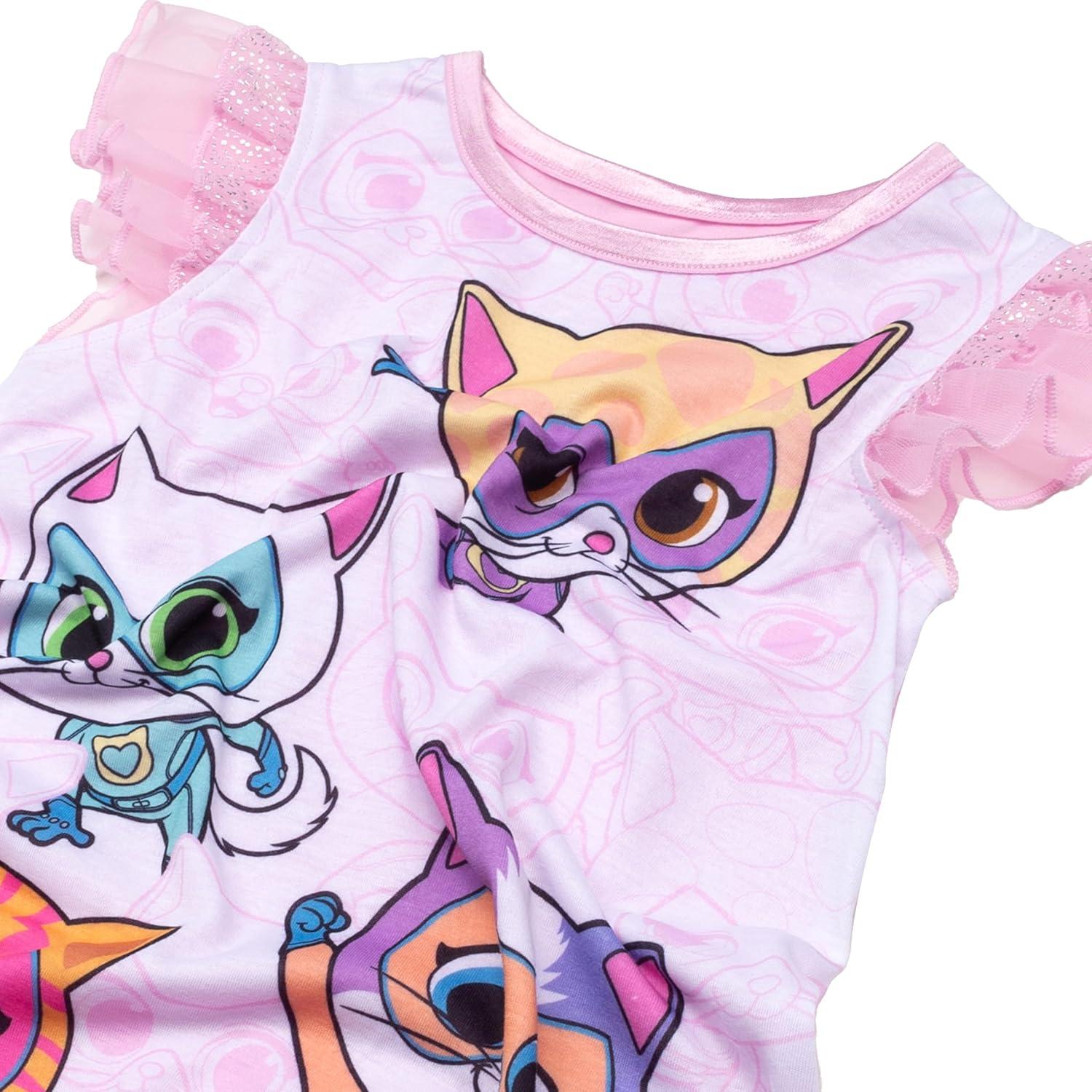 imageDisney Girls Nightgown Soft ampamp Cute Pajamas for KidsSuper Kitties Fun