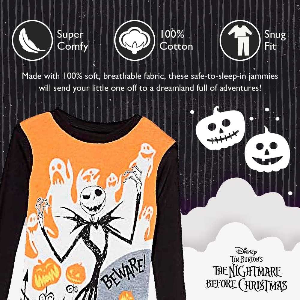imageDisney unisexchild 2piece Snugfit Cotton Holiday Pajama Set Soft ampamp Cute for KidsBeware Jack