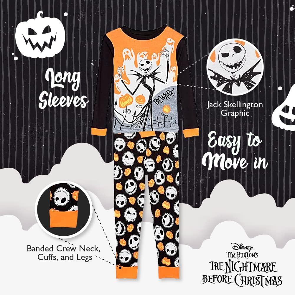 imageDisney unisexchild 2piece Snugfit Cotton Holiday Pajama Set Soft ampamp Cute for KidsBeware Jack
