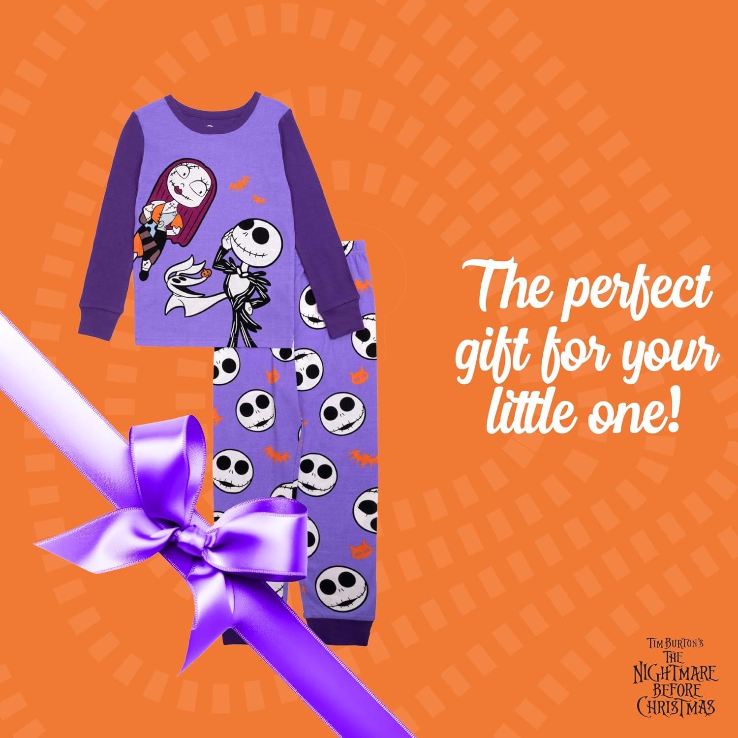 imageDisney unisexchild 2piece Snugfit Cotton Holiday Pajama Set Soft ampamp Cute for KidsCute Nightmare