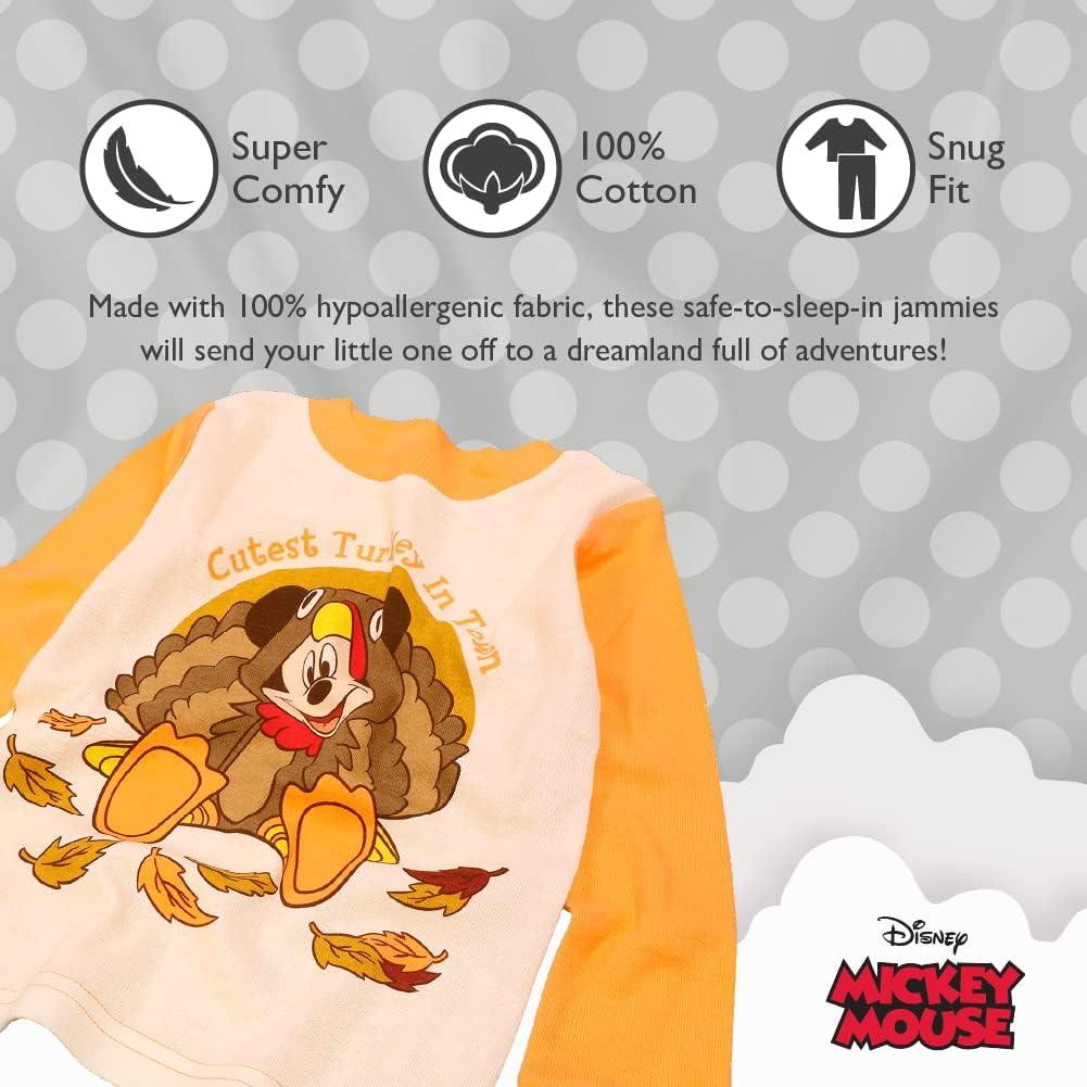 imageDisney unisexchild 2piece Snugfit Cotton Holiday Pajama Set Soft ampamp Cute for KidsCute Turkey