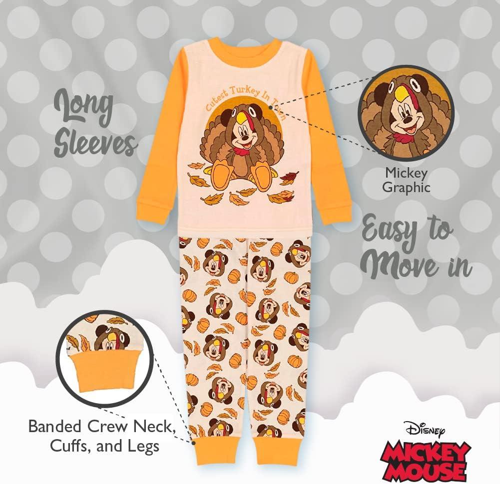 imageDisney unisexchild 2piece Snugfit Cotton Holiday Pajama Set Soft ampamp Cute for KidsCute Turkey