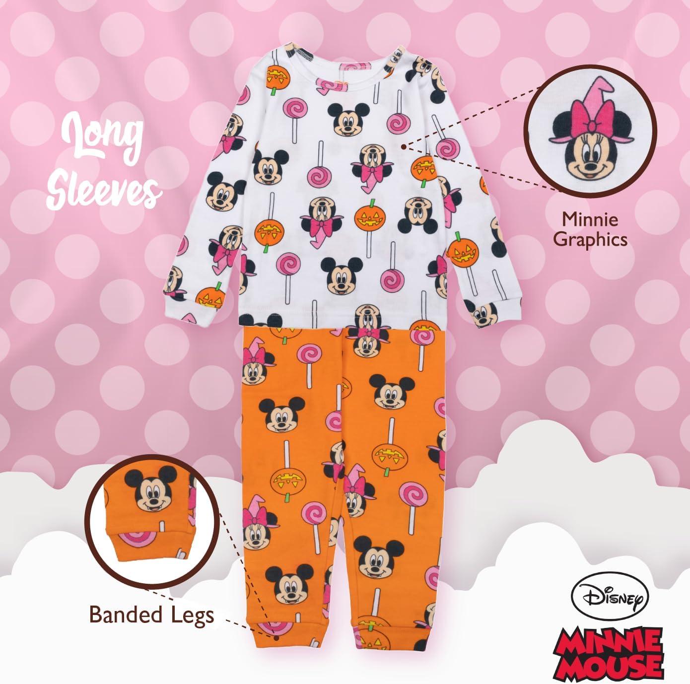 imageDisney unisexchild 2piece Snugfit Cotton Holiday Pajama Set Soft ampamp Cute for KidsMickey  Minnie Candy