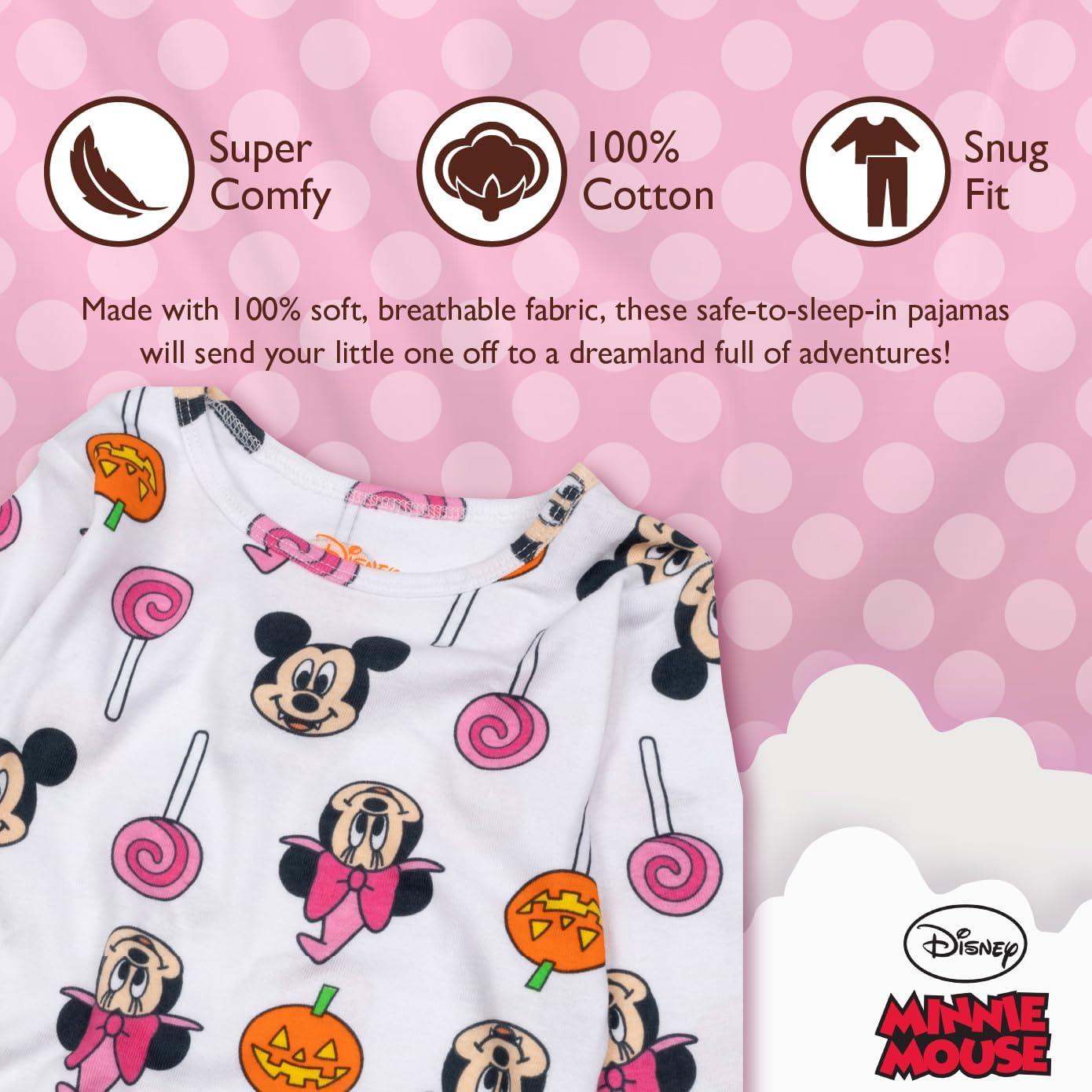 imageDisney unisexchild 2piece Snugfit Cotton Holiday Pajama Set Soft ampamp Cute for KidsMickey  Minnie Candy