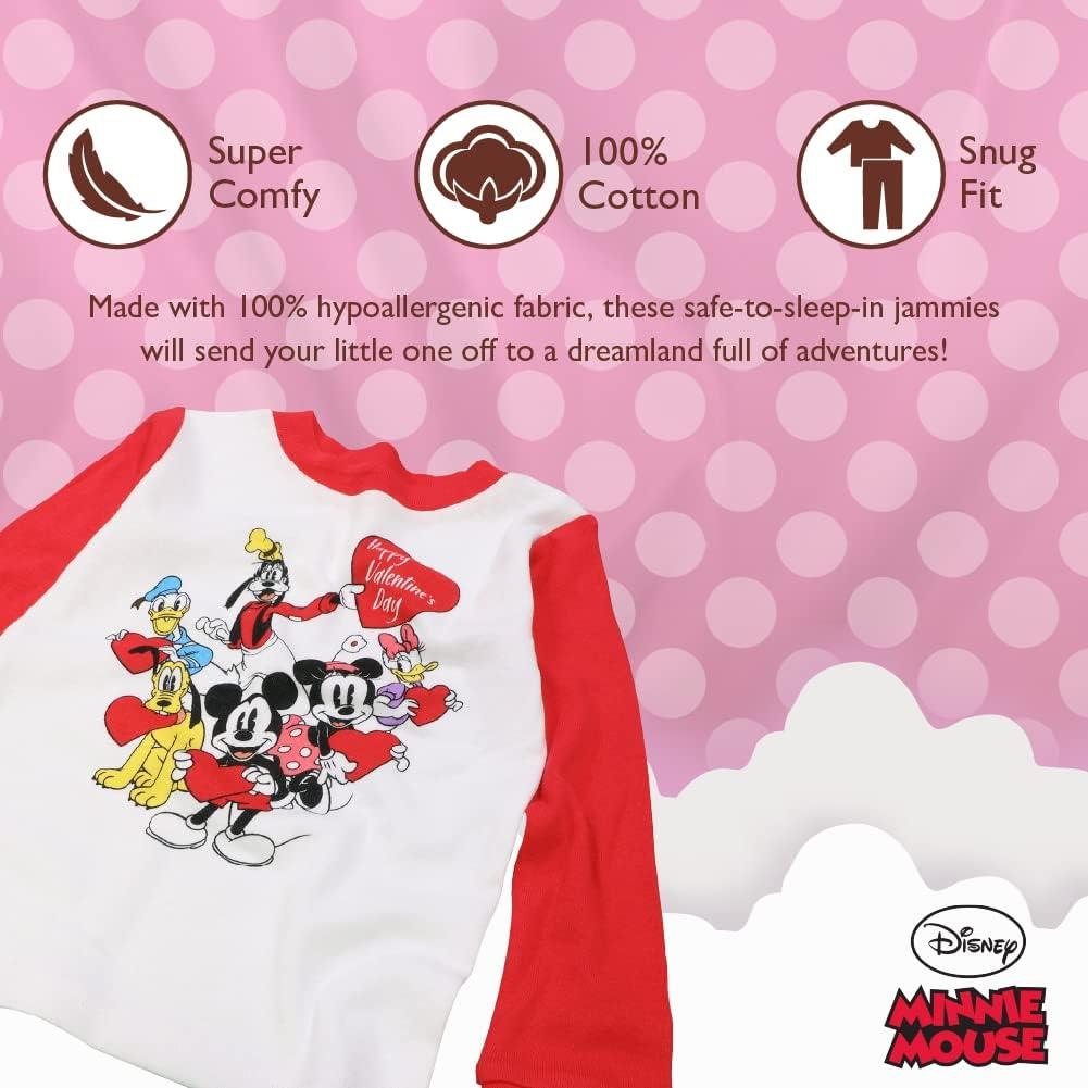 imageDisney unisexchild 2piece Snugfit Cotton Holiday Pajama Set Soft ampamp Cute for KidsMickeyred Valentine