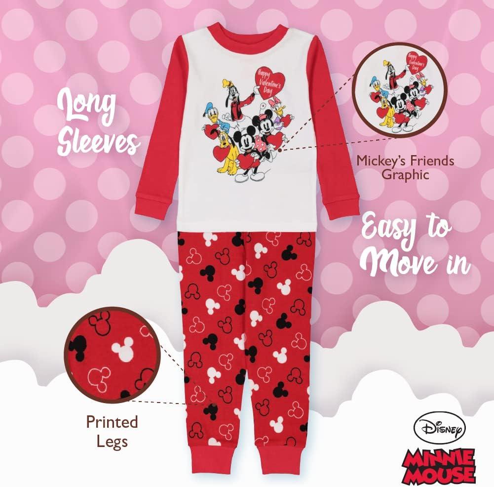imageDisney unisexchild 2piece Snugfit Cotton Holiday Pajama Set Soft ampamp Cute for KidsMickeyred Valentine