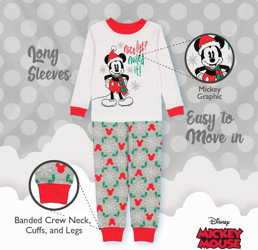 imageDisney unisexchild 2piece Snugfit Cotton Holiday Pajama Set Soft ampamp Cute for KidsNice List