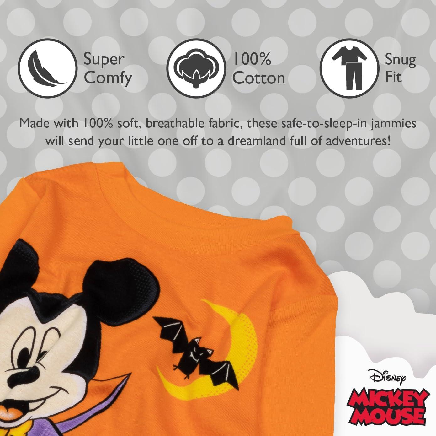 imageDisney unisexchild 2piece Snugfit Cotton Holiday Pajama Set Soft ampamp Cute for KidsVampire Mickey