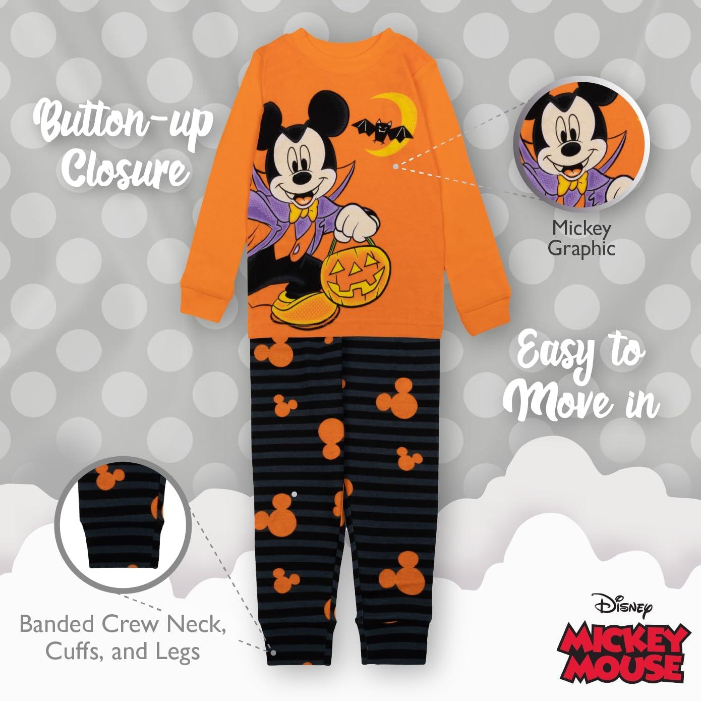 imageDisney unisexchild 2piece Snugfit Cotton Holiday Pajama Set Soft ampamp Cute for KidsVampire Mickey