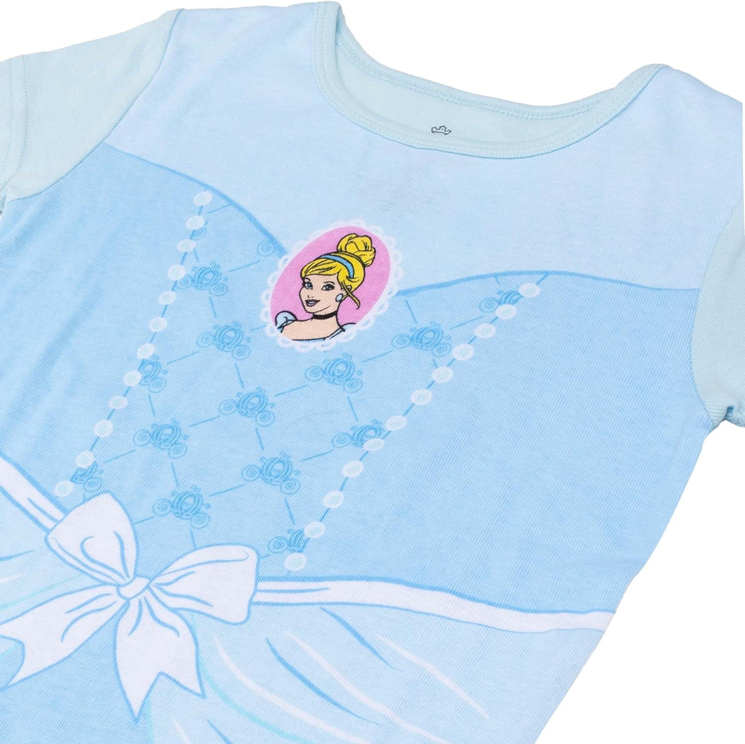 imageDisney unisexchild 6piece Snugfit Cotton Pajama Set Soft ampamp Cute for KidsCinderella Belle Aurora