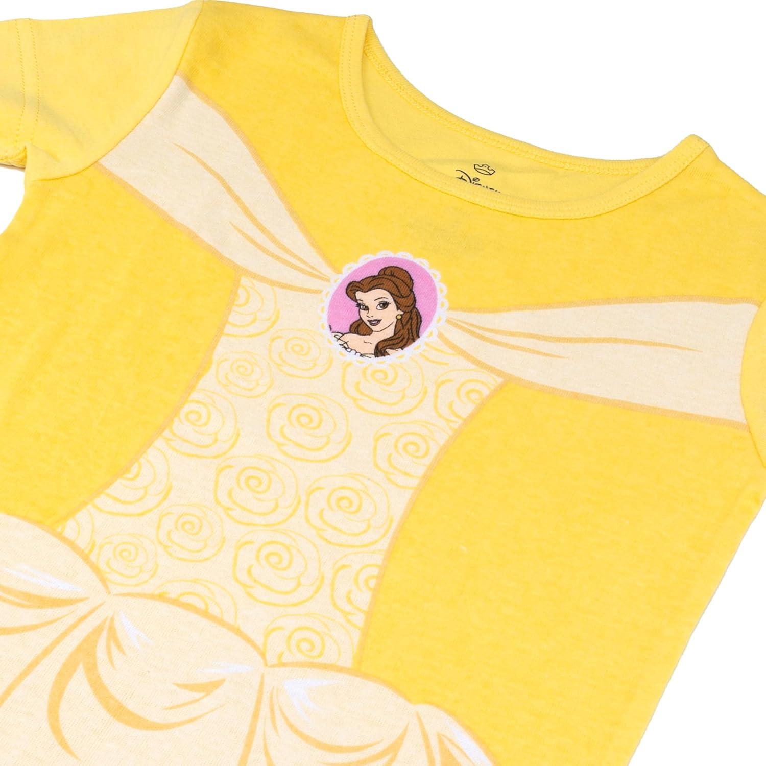 imageDisney unisexchild 6piece Snugfit Cotton Pajama Set Soft ampamp Cute for KidsCinderella Belle Aurora