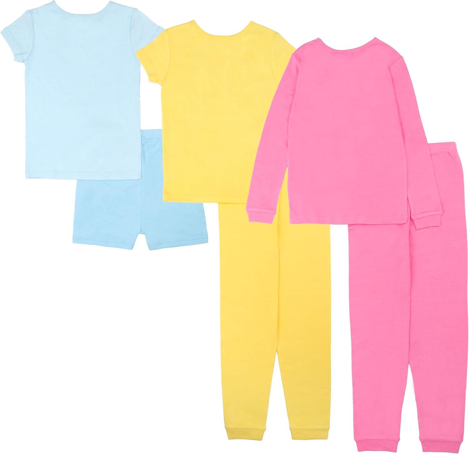imageDisney unisexchild 6piece Snugfit Cotton Pajama Set Soft ampamp Cute for KidsCinderella Belle Aurora