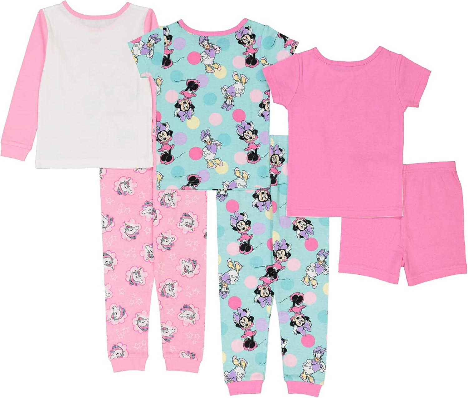 imageDisney unisexchild 6piece Snugfit Cotton Pajama Set Soft ampamp Cute for KidsUnicorn Dreams