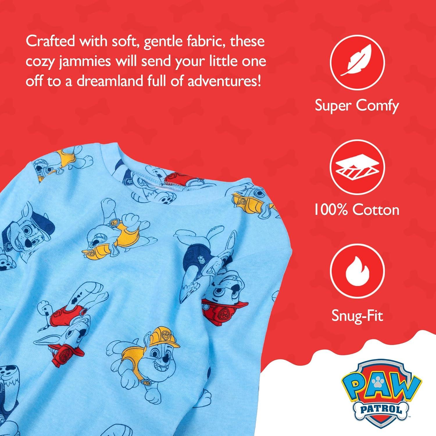imageNickelodeon unisexchild Paw Patrol  Baby Shark  Blues Clues ampamp You 4piece Snugfit Cotton Pajama SetChief Marshall