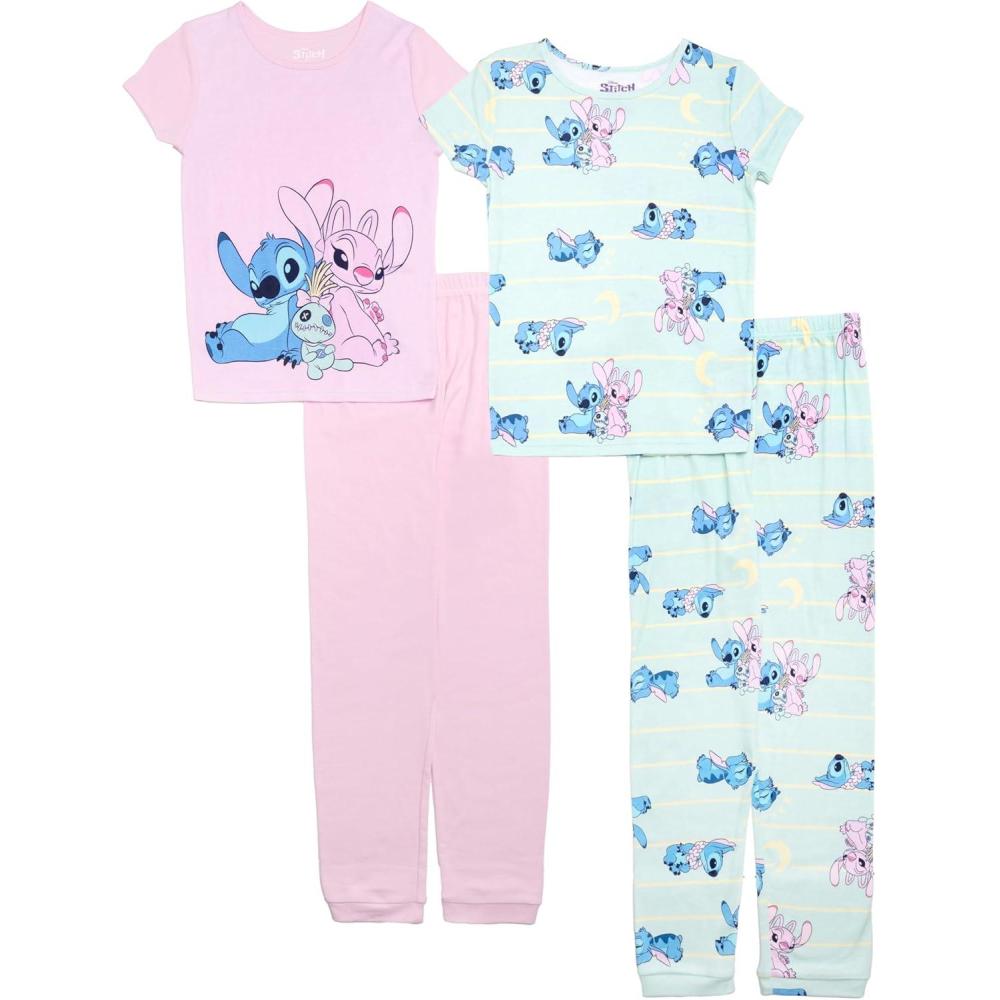 imageDisney Boys 4Piece Snugfit Cotton Pajama Set Soft ampamp Cute for KidsStitch Star