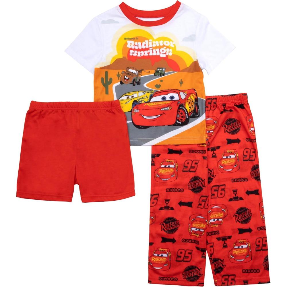 imageDisney Boys Pixar Lightyear  Toys Story 4 3Piece LooseFit Pajamas SetSunset Cars