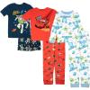 imageDisney unisexchild 6piece Snugfit Cotton Pajama Set Soft ampamp Cute for KidsRace Space Scare