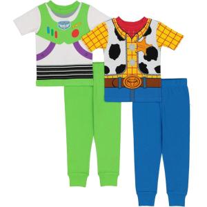 imageDisney Boys 4Piece Snugfit Cotton Pajama Set Soft ampamp Cute for KidsBuzz and Woody