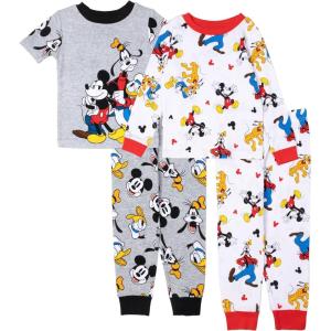 imageDisney Boys 4Piece Snugfit Cotton Pajama Set Soft ampamp Cute for KidsMickey  Friends Fun