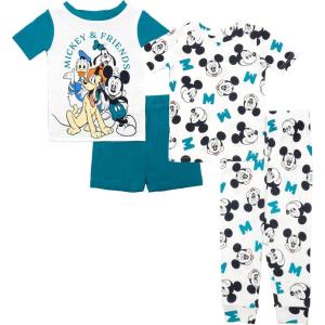 imageDisney Boys 4Piece Snugfit Cotton Pajama Set Soft ampamp Cute for KidsMickey and Friends