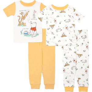 imageDisney Boys 4Piece Snugfit Cotton Pajama Set Soft ampamp Cute for KidsWinnie and Friends