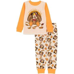 imageDisney unisexchild 2piece Snugfit Cotton Holiday Pajama Set Soft ampamp Cute for KidsCute Turkey