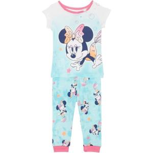 imageDisney unisexchild 2piece Snugfit Cotton Holiday Pajama Set Soft ampamp Cute for KidsMermaid Minnie