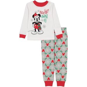 imageDisney unisexchild 2piece Snugfit Cotton Holiday Pajama Set Soft ampamp Cute for KidsNice List