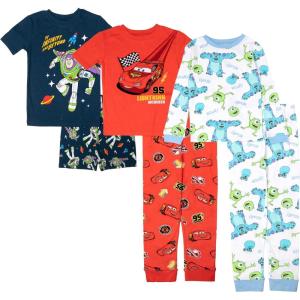 imageDisney unisexchild 6piece Snugfit Cotton Pajama Set Soft ampamp Cute for KidsRace Space Scare