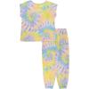 imageLucky Brand Girls 2Piece Loosefit Pajama Set Soft ampamp Cute for KidsRainbow Swirl