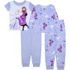 imageDisney Girls 4Piece Snugfit Cotton Pajama Set Soft ampamp Cute for KidsFrozen Sisters