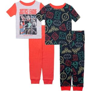 imageDC Comics Boys 4Piece Snugfit Cotton Pajama Set Soft ampamp Cute for KidsThe League
