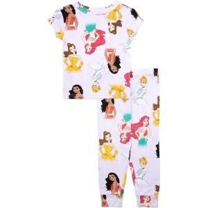 imageDisney Girls 2Piece Snugfit Viscose Pajama Set Soft ampamp Cute for KidsPrincess Love