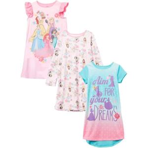 imageDisney Girls 3Pack Nightgowns Soft ampamp Cute Pajamas for KidsGirls Rule 3