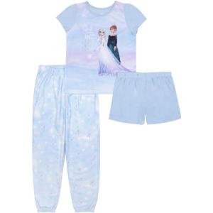imageDisney Girls 3Piece Loosefit Pajama Set Soft ampamp Cute for KidsFrozen Magic 3