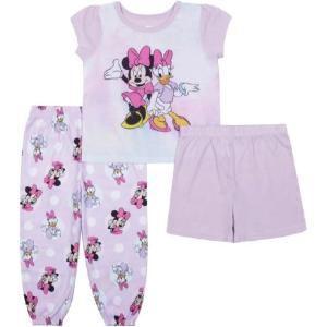 imageDisney Girls 3Piece Loosefit Pajama Set Soft ampamp Cute for KidsMinnie Friends  Unicorns 3