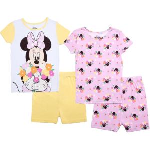 imageDisney Girls 4Piece Snugfit Cotton Pajama Set Soft ampamp Cute for KidsMinnie Garden